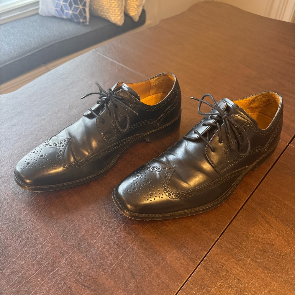 Cole Haan Men’s Giraldo Black Leather Wingtip Oxford/Derby Dress Shoe